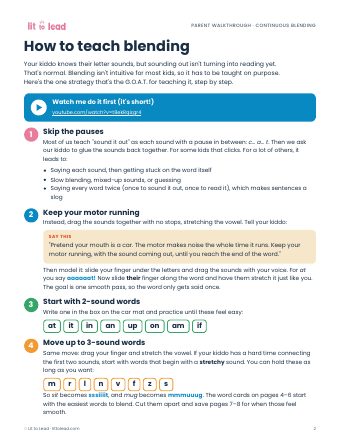 Parent walkthrough page: How to teach blending