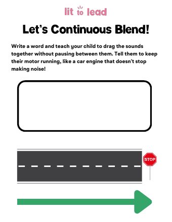Car mat page: a word box above a road with a stop sign